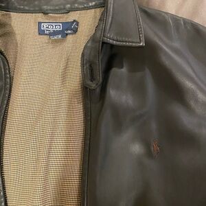 Polo by Ralph Lauren Black Leather Bomber Jacket